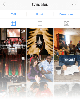 example of a Tyndale social media feed - Instagram