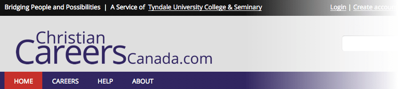 a screenshot of the Christian Careers Canada website header
